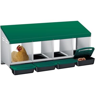 Garvee Nestkast voor kippen met 4 vakken, nestkast van verzinkt staal met automatische eierverzameling en oprolbaar ontwerp, gemakkelijk te reinigen en te installeren, ideaal voor kippenhok buiten Garvee Nestkast voor kippen met 4 vakken, nestkast van verzinkt staal met automatische eierverzameling en oprolbaar ontwerp, gemakkelijk te reinigen en te installeren, ideaal voor kippenhok buiten