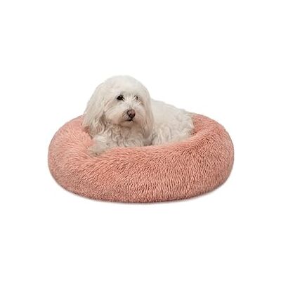 lionto Donutbed voor honden en katten, pluizig rond hondenbed voor kleine en grote huisdieren, (M) 50 cm Ø, zacht kattenbed van knuffelpluche, hondenkussen met extra dikke vulling, rosa lionto Donutbed voor honden en katten, pluizig rond hondenbed voor kleine en grote huisdieren, (M) 50 cm Ø, zacht kattenbed van knuffelpluche, hondenkussen met extra dikke vulling, rosa