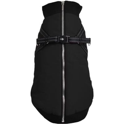 Bobby SAFE hondenjas met geïntegreerd harnas, ruglengte 30 cm, fleece binnenvoering, ritssluiting boven, reflecterend, zwart Bobby SAFE hondenjas met geïntegreerd harnas, ruglengte 30 cm, fleece binnenvoering, ritssluiting boven, reflecterend, zwart