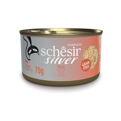 Schesir Silver, Kipfilets In Bouillon, Volledig Natvoer Voor Oudere Katten, Graanvrij, Ondersteunt Het Immuunsysteem, Rijk Aan Hydratatie, 12 x 70g Schesir Silver, Kipfilets In Bouillon, Volledig Natvoer Voor Oudere Katten, Graanvrij, Ondersteunt Het Immuunsysteem, Rijk Aan Hydratatie, 12 x 70g
