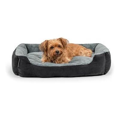 lionto Hondenbed met wendbaar kussen en antislip onderkant, stevig huisdierkussen met lage instap, 75x60 cm, knuffelzacht hondenkussen, zwart/grijs lionto Hondenbed met wendbaar kussen en antislip onderkant, stevig huisdierkussen met lage instap, 75x60 cm, knuffelzacht hondenkussen, zwart/grijs