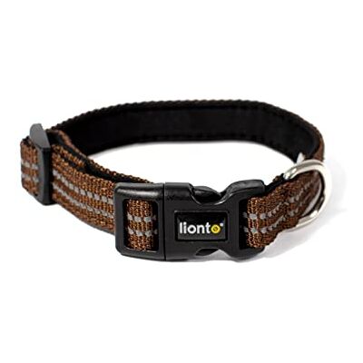 lionto Gewatteerde Hondenhalsband Nylon Reflecterende Waterdichte Verstelbare Maat XS Bruin lionto Gewatteerde Hondenhalsband Nylon Reflecterende Waterdichte Verstelbare Maat XS Bruin