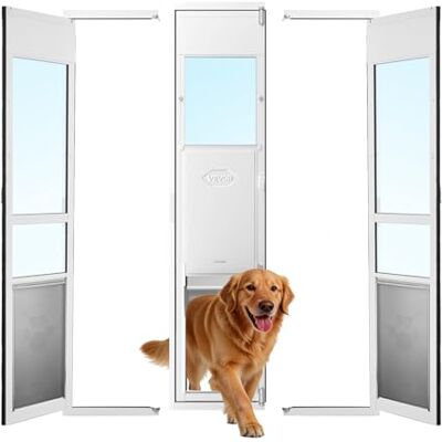 VEVOR Hondendeurpaneel voor schuifdeuren, verstelbaar, vleugelopening, frame van aluminiumlegering met deur en veiligheidsslot, voor grote honden en huurwoningen VEVOR Hondendeurpaneel voor schuifdeuren, verstelbaar, vleugelopening, frame van aluminiumlegering met deur en veiligheidsslot, voor grote honden en huurwoningen