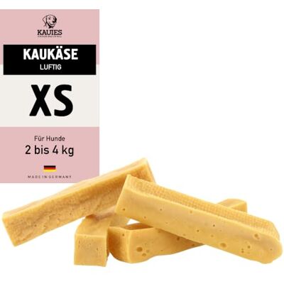 Kauies Luchtige kauwkaas, 100% natuurlijke kaasstandaard voor honden, van koemelk, eiwitrijk, lactosevrij, glutenvrij, ideaal voor puppy's en senioren, Made in Germany, maat XS (4 x 25 g) tot 4 kg Kauies Luchtige kauwkaas, 100% natuurlijke kaasstandaard voor honden, van koemelk, eiwitrijk, lactosevrij, glutenvrij, ideaal voor puppy's en senioren, Made in Germany, maat XS (4 x 25 g) tot 4 kg