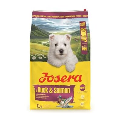 Josera Mini Junior Eend & Zalm (1 x 10 kg) Premium droogvoer voor groeiende honden tot 10 kg vanaf de 6e week Puppyvoer voor optimale ontwikkeling kleine kroketten glutenvrij 1-pack Josera Mini Junior Eend & Zalm (1 x 10 kg) Premium droogvoer voor groeiende honden tot 10 kg vanaf de 6e week Puppyvoer voor optimale ontwikkeling kleine kroketten glutenvrij 1-pack