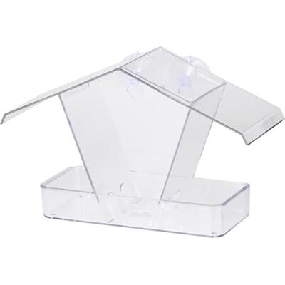 dobar 11503 Raam-vogelvoederhuisje, voederstation van kunststof, voederdispenser met zuignappen, voederzuil voor ramen, voederhuis met voedertablet, 24 x 9,6 x 15 cm, transparant dobar 11503 Raam-vogelvoederhuisje, voederstation van kunststof, voederdispenser met zuignappen, voederzuil voor ramen, voederhuis met voedertablet, 24 x 9,6 x 15 cm, transparant
