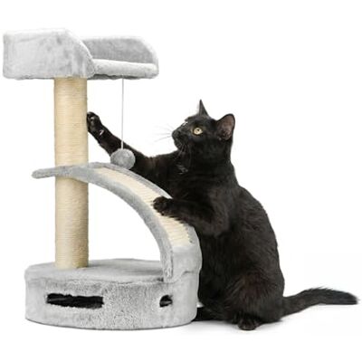 AQPET Krabpaal Panama 58 cm met hol voor katten, speelplaats, krabpaal voor katten, kleur grijs AQPET Krabpaal Panama 58 cm met hol voor katten, speelplaats, krabpaal voor katten, kleur grijs