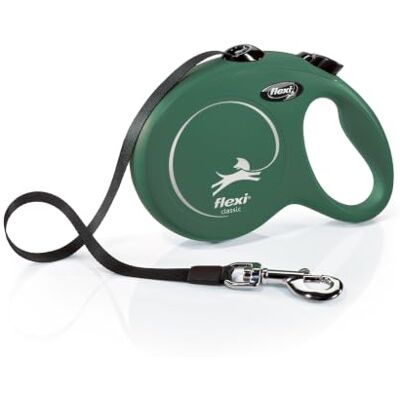 FLEXI Classic L riem 5 m olijfgroen, rollijn voor honden tot 50 kg Eenhandsrem, stop-and-go-knop, ergonomische zachte handgreep, stabiele karabijnhaak, made in Germany FLEXI Classic L riem 5 m olijfgroen, rollijn voor honden tot 50 kg Eenhandsrem, stop-and-go-knop, ergonomische zachte handgreep, stabiele karabijnhaak, made in Germany