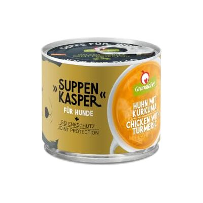 GranataPet Soepcasper kip met kurkuma, soep voor gelukkige honden, snack met groenlipmossel en mineralen, hondenvoer zonder granen voor een diervriendelijke voeding, 140 g GranataPet Soepcasper kip met kurkuma, soep voor gelukkige honden, snack met groenlipmossel en mineralen, hondenvoer zonder granen voor een diervriendelijke voeding, 140 g
