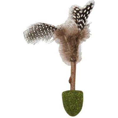 JACK AND VANILLA , Interactief kattenspeelgoed met kattenkruid en matatabi, verentop, stimuleert spel en training, maat 6 cm, kleur: groen/bruin, model kruiden JACK AND VANILLA , Interactief kattenspeelgoed met kattenkruid en matatabi, verentop, stimuleert spel en training, maat 6 cm, kleur: groen/bruin, model kruiden