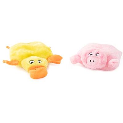 ZippyPaws Zippy Paws Squeakie Pads Eend en Varken, zacht pluche hondenspeelgoed met piepend geluid, voor kleine en middelgrote honden, 2-pack ZippyPaws Zippy Paws Squeakie Pads Eend en Varken, zacht pluche hondenspeelgoed met piepend geluid, voor kleine en middelgrote honden, 2-pack