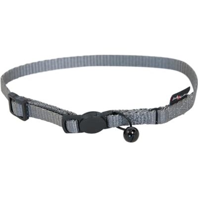 JACK AND VANILLA , Nylon halsband voor kittens, verstelbaar 17-24 cm, kleur grijs, veilige sluiting, reflecterende details voor meer veiligheid, optimaal comfort, elegant design, model nylon JACK AND VANILLA , Nylon halsband voor kittens, verstelbaar 17-24 cm, kleur grijs, veilige sluiting, reflecterende details voor meer veiligheid, optimaal comfort, elegant design, model nylon