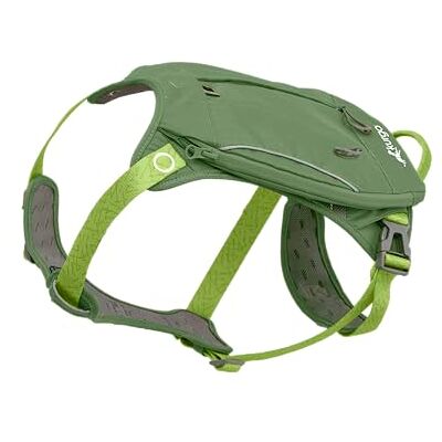 Kurgo Waterval Hondenharnas, wandelrugzak voor honden, huisdierharnas met rugzak voor kamperen met hond, maat L, groen 2-in-1 harnas met 3-pocket wandelrugzak, 4 verstelpunten, gewatteerde borst en buik, twee riempunten Kurgo Waterval Hondenharnas, wandelrugzak voor honden, huisdierharnas met rugzak voor kamperen met hond, maat L, groen 2-in-1 harnas met 3-pocket wandelrugzak, 4 verstelpunten, gewatteerde borst en buik, twee riempunten