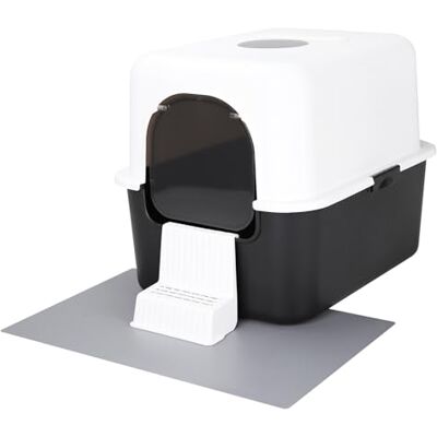 Sfozstra Kattenbak met deksel, volledig afgesloten, spatwaterdicht en lekvrij urine met hoge rand en geurloze kattenbak, eenvoudig te installeren en schoon te maken (zwart met pedaal (S)) Sfozstra Kattenbak met deksel, volledig afgesloten, spatwaterdicht en lekvrij urine met hoge rand en geurloze kattenbak, eenvoudig te installeren en schoon te maken (zwart met pedaal (S))