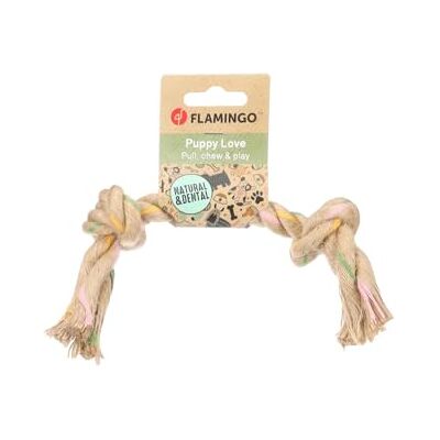 Flamingo Speelgoed voor puppy's, hennep, Luro, geknoopt, 2 knopen, bruin, M, 32 x 5 x 5 cm Flamingo Speelgoed voor puppy's, hennep, Luro, geknoopt, 2 knopen, bruin, M, 32 x 5 x 5 cm