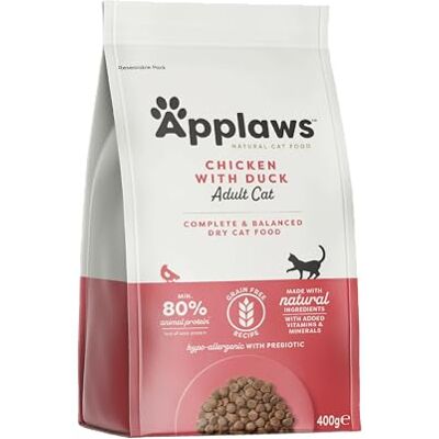 Applaws Natuurlijke Complete Graanvrije Kip met Extra Eend Droge Kattenvoeding voor Volwassen Katten 400 g Hersluitbare Zak Applaws Natuurlijke Complete Graanvrije Kip met Extra Eend Droge Kattenvoeding voor Volwassen Katten 400 g Hersluitbare Zak