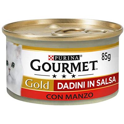 Gourmet Purina Gold Cube in saus natvoer voor katten met rundvlees, 24 blikjes à 85 g Gourmet Purina Gold Cube in saus natvoer voor katten met rundvlees, 24 blikjes à 85 g