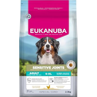 Eukanuba Sensitive Joints Hondenvoer met kip special care droogvoer voor honden met gevoelige gewrichten, ter ondersteuning van de mobiliteit, 2,3 kg Eukanuba Sensitive Joints Hondenvoer met kip special care droogvoer voor honden met gevoelige gewrichten, ter ondersteuning van de mobiliteit, 2,3 kg