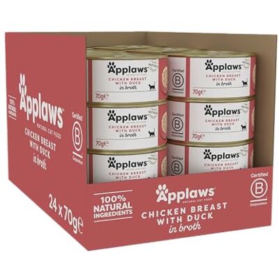 Applaws 100% natuurlijk natte kattenvoer, kip met eendenblik, 70 g (pak van 24),Meerkleurig Applaws 100% natuurlijk natte kattenvoer, kip met eendenblik, 70 g (pak van 24),Meerkleurig