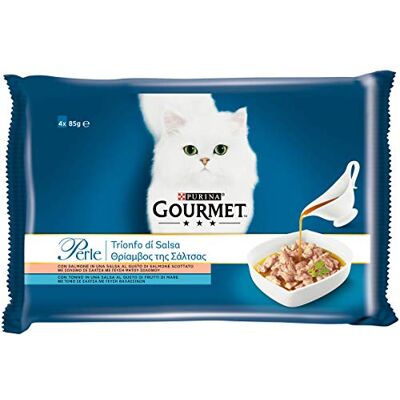 Gourmet Purina Perlen feuchte Katze Triumph von Soße, mit Thunfisch und Lachs 4 Beutel à 85 g (4er Pack (4 x 85 g) Gourmet Purina Perlen feuchte Katze Triumph von Soße, mit Thunfisch und Lachs 4 Beutel à 85 g (4er Pack (4 x 85 g)