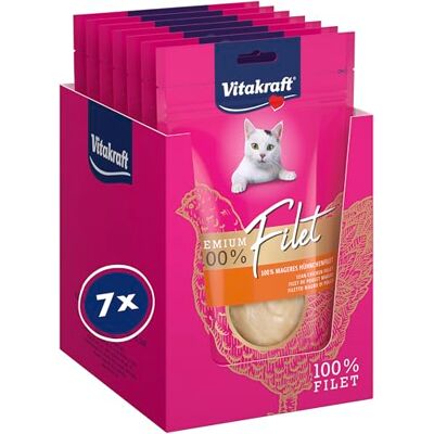 Vitakraft Premium, Kattensnacks, Magere kipfilet, Voorraadgrootte, hypoallergeen, Geen toegevoegde granen (7x 70g) Vitakraft Premium, Kattensnacks, Magere kipfilet, Voorraadgrootte, hypoallergeen, Geen toegevoegde granen (7x 70g)