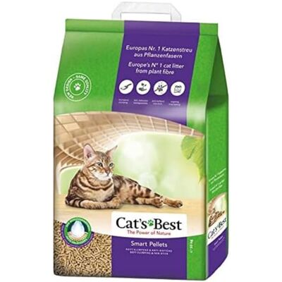 Cat's Best Smart Pellets, 100% plantaardige kattenbakvulling, innovatieve klonterstrooisel voor katten van anti-aanbakkerende actieve houtvezels, stopt het uitdragen, 10 kg/20 l Cat's Best Smart Pellets, 100% plantaardige kattenbakvulling, innovatieve klonterstrooisel voor katten van anti-aanbakkerende actieve houtvezels, stopt het uitdragen, 10 kg/20 l