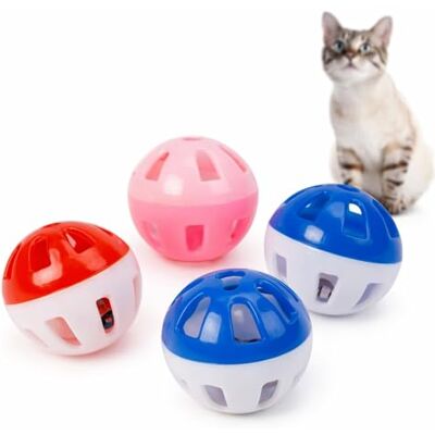 PARENCE Set van 4 Cat Play Balls 4 cm – Interactief speelgoed met bel – Fun and Exercise Accessoire kitten en volwassen kat PARENCE Set van 4 Cat Play Balls 4 cm – Interactief speelgoed met bel – Fun and Exercise Accessoire kitten en volwassen kat