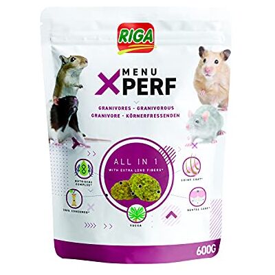 Riga Menu X'Perf voor knaagdieren, hamsters, gerbillen, ratten mix van granen, groenten, zalmolie en yucca-extracten verrijkt met prebiotica Ideaal voor de glans van het haar 600 g Riga Menu X'Perf voor knaagdieren, hamsters, gerbillen, ratten mix van granen, groenten, zalmolie en yucca-extracten verrijkt met prebiotica Ideaal voor de glans van het haar 600 g