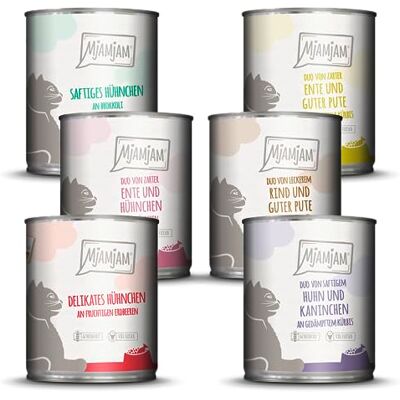 MjAMjAM Premium natvoer voor katten Gemengd pakket 6 voor uw kat, pak van 6 (6 x 800 g), graanvrij met extra vlees MjAMjAM Premium natvoer voor katten Gemengd pakket 6 voor uw kat, pak van 6 (6 x 800 g), graanvrij met extra vlees