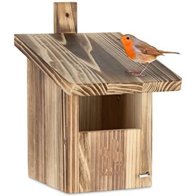 Relaxdays nestkast voor halfholenbroeders, tuin & terras, invliegopening HxB: 65 x 95 mm, vogelhuis dennenhout, naturel Relaxdays nestkast voor halfholenbroeders, tuin & terras, invliegopening HxB: 65 x 95 mm, vogelhuis dennenhout, naturel