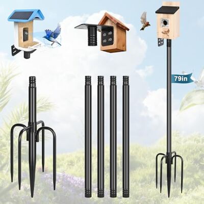 Gtongoko 200 cm Vogelhuisstok, robuuste verstelbare vogelvoederpaal voor buiten met 5 tanden basis, universele montageset voor vogelhuisje en vogelvoeder, zwart Gtongoko 200 cm Vogelhuisstok, robuuste verstelbare vogelvoederpaal voor buiten met 5 tanden basis, universele montageset voor vogelhuisje en vogelvoeder, zwart