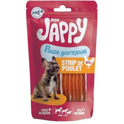 Riga Jappy Strip van kip – hondenlekkernijen – rijk aan kip – rijk aan eiwitten – laag vetgehalte – zonder kleurstoffen of additieven – ideale beloningen – 80 g Riga Jappy Strip van kip – hondenlekkernijen – rijk aan kip – rijk aan eiwitten – laag vetgehalte – zonder kleurstoffen of additieven – ideale beloningen – 80 g