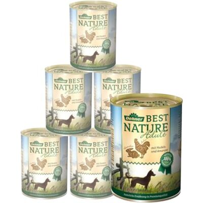 Dehner Best Nature hondenvoer, volwassenen, kip en konijn met pastas, 6 x 400 g (2,4 kg) 2,4 kg, volwassenen, met pasta, voor volwassen honden Dehner Best Nature hondenvoer, volwassenen, kip en konijn met pastas, 6 x 400 g (2,4 kg) 2,4 kg, volwassenen, met pasta, voor volwassen honden