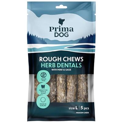 PrimaDog Rough Chews voor Honden, Smaak Kruiden, Graanvrije Kauwbotten, 175 g PrimaDog Rough Chews voor Honden, Smaak Kruiden, Graanvrije Kauwbotten, 175 g