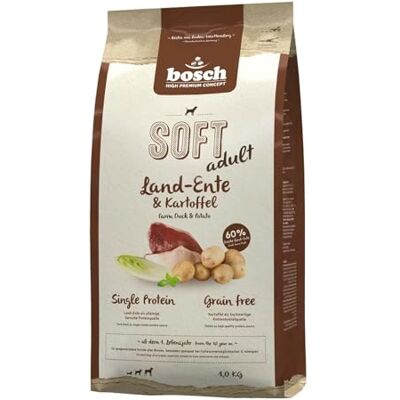 Bosch HPC SOFT Land-eend & aardappel halfvochtig hondenvoer voor volwassen honden van alle rassen single proteïne grain free, 1 x 1 kg Bosch HPC SOFT Land-eend & aardappel halfvochtig hondenvoer voor volwassen honden van alle rassen single proteïne grain free, 1 x 1 kg