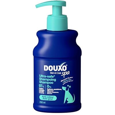 Douxo Skin & Coat SPA Ultra-Safe Anti-geur Hondenshampoo, 250mL, Reinigt en hydrateert de huid, Vermindert de geur, Maakt de vacht zacht en heerlijk ruikend, Hypoallergene formule Aangepaste pH Douxo Skin & Coat SPA Ultra-Safe Anti-geur Hondenshampoo, 250mL, Reinigt en hydrateert de huid, Vermindert de geur, Maakt de vacht zacht en heerlijk ruikend, Hypoallergene formule Aangepaste pH