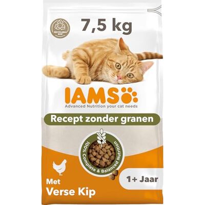 IAMS Advanced Nutrition 1+ Years droogvoer zonder granen met verse kip voor katten, 7,5 kg IAMS Advanced Nutrition 1+ Years droogvoer zonder granen met verse kip voor katten, 7,5 kg