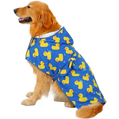 HDE Hondenbadjas, superabsorberende, sneldrogende handdoek met capuchon voor alle hondenrassen, maten S-XXL blauwe rubberen eenden XL HDE Hondenbadjas, superabsorberende, sneldrogende handdoek met capuchon voor alle hondenrassen, maten S-XXL blauwe rubberen eenden XL