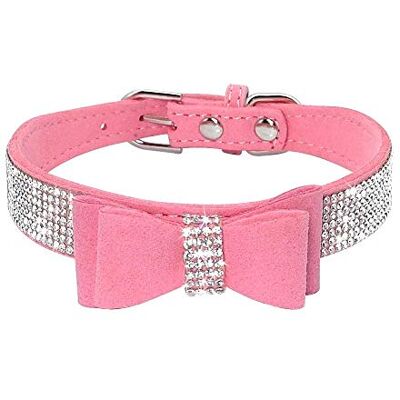 haoyueer Strass halsband, schattig, oogverblindend, sprankelend, zacht suède, lederen hond en kat strass halsband, kristal diamanten halsband voor huisdier/hond/puppy (XS, Roze-1) haoyueer Strass halsband, schattig, oogverblindend, sprankelend, zacht suède, lederen hond en kat strass halsband, kristal diamanten halsband voor huisdier/hond/puppy (XS, Roze-1)