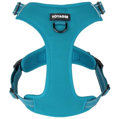 Best Pet Supplies Voyager hondenharnas met dubbele bevestiging, geen trekken, verstelbaar, met 3M-reflectortechnologie, Medium, turquoise Best Pet Supplies Voyager hondenharnas met dubbele bevestiging, geen trekken, verstelbaar, met 3M-reflectortechnologie, Medium, turquoise