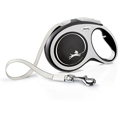 FLEXI Rolkoord New Comfort Band 8 meter tot 50 kg Zwart 1 stuk FLEXI Rolkoord New Comfort Band 8 meter tot 50 kg Zwart 1 stuk