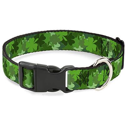 Buckle-Down Buckle Down 15-66 cm St. Groen gestapelde klaverblad plastic clip kraag, groot Buckle-Down Buckle Down 15-66 cm St. Groen gestapelde klaverblad plastic clip kraag, groot