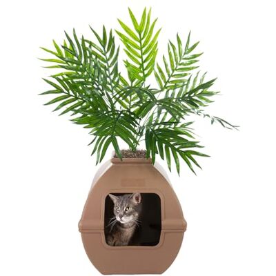 Good Pet Stuff , The Courtyard Verborgen kattenbak, kunstplanten en gesloten vierkante kattenplantenbak, geventileerd en geurfilter, gemakkelijk schoon te maken, mokkabruin Good Pet Stuff , The Courtyard Verborgen kattenbak, kunstplanten en gesloten vierkante kattenplantenbak, geventileerd en geurfilter, gemakkelijk schoon te maken, mokkabruin
