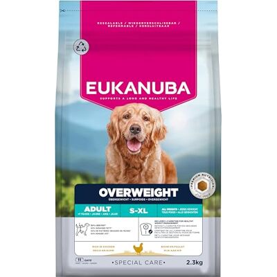 Eukanuba Overweight Dieetvoeder voor honden met kip vetarm special care droogvoer voor gewichtsverlies voor honden met een neiging tot overgewicht, 2,3 kg Eukanuba Overweight Dieetvoeder voor honden met kip vetarm special care droogvoer voor gewichtsverlies voor honden met een neiging tot overgewicht, 2,3 kg