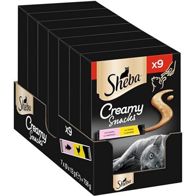 Sheba Zak Romige Snacks Met Kip En Zalm 7 X 9 X 12G Sheba Zak Romige Snacks Met Kip En Zalm 7 X 9 X 12G