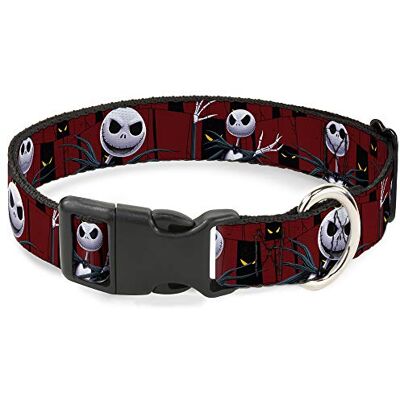 Buckle-Down Plastic Clip Collar Nightmare Before Christmas 3-Jack Poses/Peeping Eyes Bourgondië/Black/Yellow 1/2" Wide Past 6-9" Neck Small Buckle-Down Plastic Clip Collar Nightmare Before Christmas 3-Jack Poses/Peeping Eyes Bourgondië/Black/Yellow 1/2" Wide Past 6-9" Neck Small