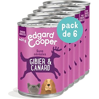 Edgard & Cooper Natvoer voor honden in doos, natvoer zonder granen, (wild en eend 6 x 400 g), vers en eiwit vlees, hypoallergeen, zonder toegevoegde suiker, sauspasta voor volwassenen Edgard & Cooper Natvoer voor honden in doos, natvoer zonder granen, (wild en eend 6 x 400 g), vers en eiwit vlees, hypoallergeen, zonder toegevoegde suiker, sauspasta voor volwassenen