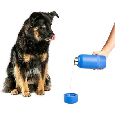Ubbi Roestvrij staal geïsoleerde draagbare 32 oz. waterfles voor honden en eigenaren met bijgevoegde hondenbak, blauw Ubbi Roestvrij staal geïsoleerde draagbare 32 oz. waterfles voor honden en eigenaren met bijgevoegde hondenbak, blauw