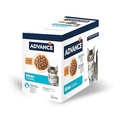 ADVANCE Natvoer voor kittens met kip, multipack 12 x 85 g, totaal 1,02 kg ADVANCE Natvoer voor kittens met kip, multipack 12 x 85 g, totaal 1,02 kg