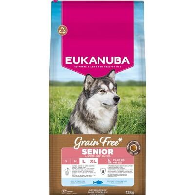 Eukanuba Senior Hondenvoer granenvrij met vis voor grote rassen, premium droogvoer zonder granen voor oudere honden, 12 kg Eukanuba Senior Hondenvoer granenvrij met vis voor grote rassen, premium droogvoer zonder granen voor oudere honden, 12 kg